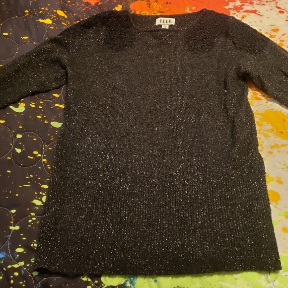Holiday Sweater Elle black and silver sweater Medium - Picture 1 of 2